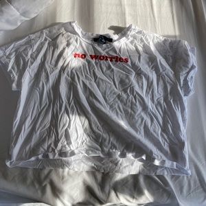 French Connection “No Worries” White + Red crop top